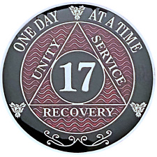 AA 17 Year Coin, Silver Color Plated Medallion, Alcoholics Anonymous Coin picture