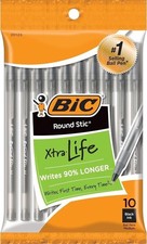 Pack of 10 Ballpoint Pen - Black Ink Ball Point Pens for Office Writing School picture