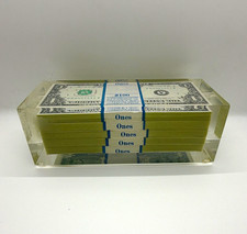 Vintage 1969 Lucite Money Block Paperweight Series 1969 B $500 Stack Mid Century picture