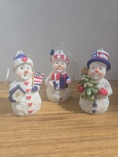 Snowman 3 Piece Set Figurines Christmas Ornaments Winter Holiday Unbranded  picture