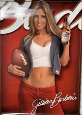 BUDWEISER JILLIAN BARBERIE 2002 Football BUD KING OF BEER POSTER 27 X 19 VINTAGE picture