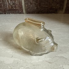 Vintage Amber Clear Iridescent 4” Piggy Coin Bank Textured picture