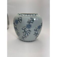 Vtg Ceramic Crackle Finish Vase Andrea Sadek Blue, White Flowers picture