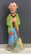 Vintage Flambro Emmett Kelly Jr Porcelain Clown Figurine Sweeping with Broom picture