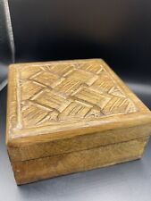 Hand Carved Solid Wood Trinket, Tobacco, Jewelry Hinged Box picture