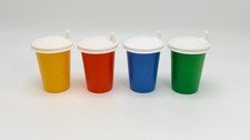 Set LOT of 4 Vintage 6 Oz Tupperware Kids Bell Tumbler Sippy Cups #109 Lids 2549 picture
