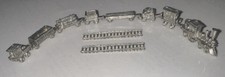 Vintage Miniature Die Cast Pewter 10 Piece Train Set w/ Tracks & Prospector Fig. picture
