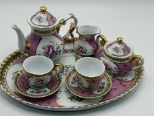 Vintage MINATURE  10-Piece Victoria’s Garden Porcelain Tea Set *RARE* picture