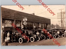 c1924 JB Van Preter Fisk Tires Store Cars Red Crown EAST ALTON Illinois IL RPPC picture