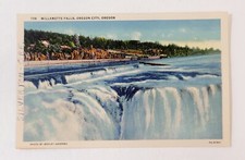 Willamette Falls Oregon City Oregon 1938 Vintage Linen Postcard picture