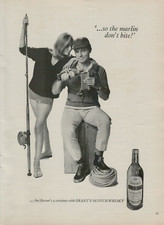 1966 Grant's Scotch Whisky Marlin Don't Bite Fishing Pole Model VINTAGE PRINT AD picture