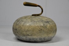 Vintage Scottish Curling Stone Jar Container Removable Lid Storage Ceramic Safe picture