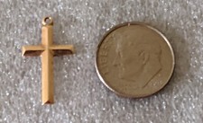 Vintage 14k Solid Yellow Gold Catholic Rounded Top Cross Pendant Petite 3/4