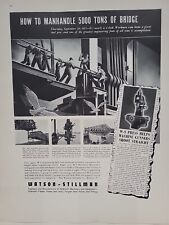 1942 Watson-Stillman Fortune WW2 Print Ad Q2 Engineers Bridge Construction Steel picture