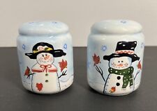 Ceramic Hand Painted Christmas Snowmen Salt And Pepper Shakers By Holly Tree picture