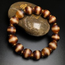 Rare Tibetan Buddhism Agate 1 Line Medicine Man Dzi Beads Amulet Bracelet G850 picture