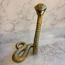 Gold Aluminum Cobra Snake Sculpture Figurine Coiled Serpent 9