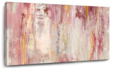 Kureful Abstract Canvas Wall Art Large Wall Decor Pink Wall Paintings Bedroom picture