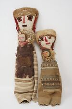 2 Vintage Textile Peruvian Folk Art Chancay Mother With Child Burial Doll picture
