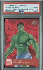 2018 Upper Deck Marvel Annual Sketch Cards Adams 1/1 THE INCREDIBLE HULK PSA 9 picture