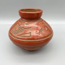 Nicaraguan Pottery Juan Paulino Martinez Handcrafted Artisan Pot Vase Carved EUC picture