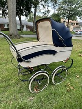 1950s Van Delft Dutch Baby Carriage Pram Vintage Chrome Wheels Netherlands picture