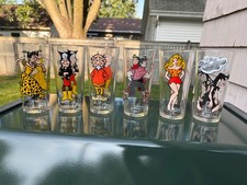 1975 Li’l Abner Complete Drinking Glass Set Daisy Mae Joe Btsfplk Character Full picture