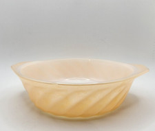 Vintage Fire-King Peach Lustre Swirl Small Casserole Baking Dish picture