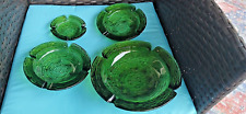 4 vtg anchor hocking ashtrays green 1- 4 inch 2- 6 1/4 inch & 1- 8 3/4 inch picture