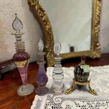 VTG (3) Royal Limited Egyptian Perfume Bottles Hand Blown Glass W/Stoppers RARE picture