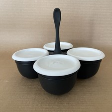Tupperware Essentials Condiment Caddy Blossom Server Black #7222 Dips Toppings picture