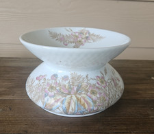 Vintage Ceramic Cuspidor Floral Spittoon Planter Vase White Pink Decor picture