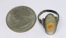 SIZE 5 2.7g 925 ANTIQUE ART DECO SILVER SILVER MABE PEARL SHELL MARKED RING picture