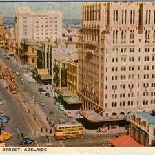 c1950s Adelaide SA Postcard King William St T&G Building Sands Hurley Bus Tram picture