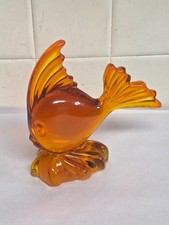 1950’s Viking Art Glass Angel Fish Persimmon Orange 7” Glows MCM picture