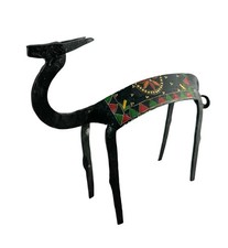 Vintage Hand Forged Iron Gazelle Antelope Sculpture Hand Painted Folk Art 9” picture