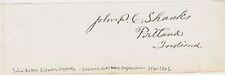 John Shanks Civil War Colonel & Indiana Congressman Original Autograph Signature picture