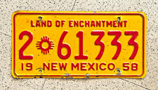 1958 NEW MEXICO license plate – BERNALILLO CO – ORIGINAL vintage antique car tag picture