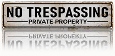Vintage Metal Tin Warning Sign, No Trespassing Private Property Sign, Securit... picture