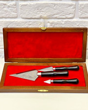 Orthodox Holy Communion Spear Set - 3 Ebony Handle, Engraved Blade picture