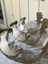Vintage 3 Tier Farmhouse Hanging Chicken Wire Basket picture
