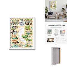 Stupell Industries US Pacific Coast Highway Pale Yellow Illustrated Scenic Map picture