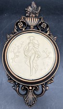 VINTAGE CREAM AND COPPER DART WALL HANGING. DART IND 4056B COPPER LOOK FRAME 14” picture