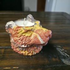 Vtg Wolf Head Candle Holder Indian Love Tennessee Resin Figure Statue Bust 3D picture