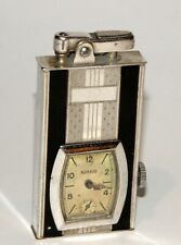 1935 art deco enamel Ronson automatic Rhodium pocket petrol watch lighter picture