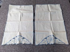 2 x Vintage embroidered antimacassars. 13 x 22 inches each. picture