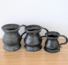 Antique English Pewter Tavern Tankards - Measuring Cups picture