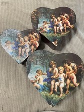 Vintage Heart Shaped Cherub Angel Babies Nesting Boxes Valentine’s Decor 1995 picture