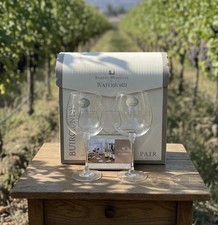 Robert Mondavi Waterford Crystal Pair of Burgundy Wine Glasses w Original Box picture