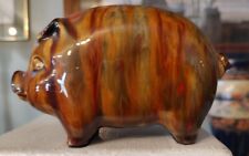 Antique Pottery Caramel Full Drip Glaze Pottery Stoneware Pig Piggy Bank picture